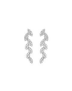 Sterling Silver CZ Stones Leaf Ear Climber Earring (ER-1172)
