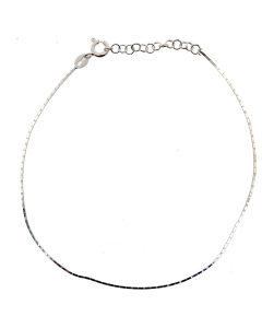 Sterling Silver Rhodium Plated D/C Serpentine Anklet (ANK-1056)