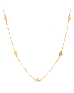 Sterling Silver Gold Vermeil Flat Polka Dot Circles Necklace (N-1157-G)