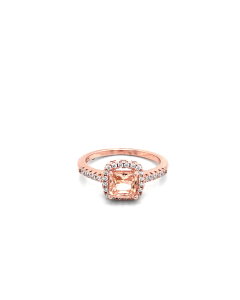 Sterling Silver Rosegold Vermeil CZ Simulated Morganite Ring (R-1358-RG)