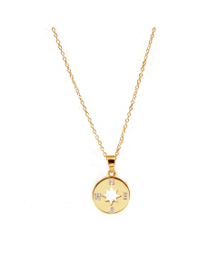 Sterling Silver Plain Star Compass Necklace (N-1350)