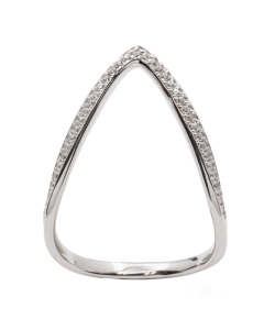 Sterling Silver CZ V-Shape Ring (R-1524)