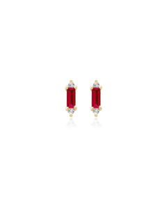 Sterling Silver Gold Vermeil Rectangular CZ Studs (ST-1620)