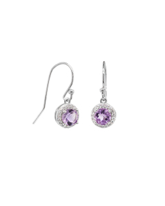 Sterling Silver Classical Round CZ Halo Dangle Earrings (ER-1370)