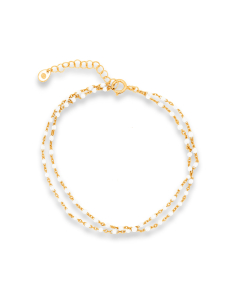 Sterling Silver Gold Vermeil Double Strand Beaded Enamel Bracelet (BR-1412)