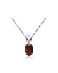 Sterling Silver Oval CZ Birthstone Pendant (P-1411-JAN)