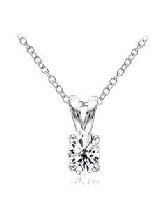 Sterling Silver Oval CZ Birthstone Pendant (P-1411-APR)