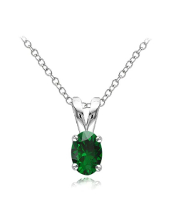 Sterling Silver Oval CZ Birthstone Pendant (P-1411-MAY)