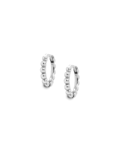 Sterling Silver Plain Beaded Huggies (HUG-1051)