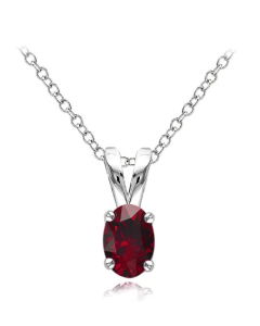 Sterling Silver Oval CZ Birthstone Pendant (P-1411-JUL)
