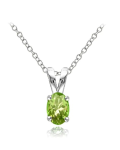 Sterling Silver Oval CZ Birthstone Pendant (P-1411-AUG)