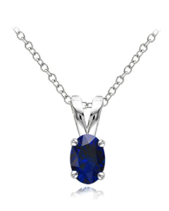 Sterling Silver Oval CZ Birthstone Pendant (P-1411-SEP)