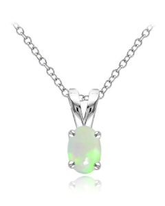 Sterling Silver Oval CZ Birthstone Pendant (P-1411-OCT)