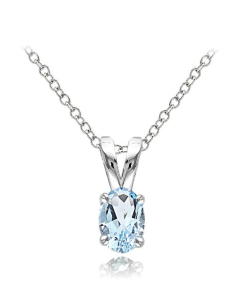 Sterling Silver Oval CZ Birthstone Pendant (P-1411-DEC)