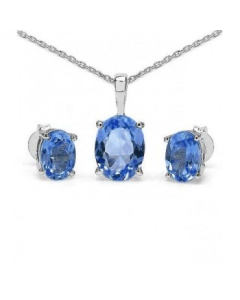 Sterling Silver Oval CZ Pendant Birthstone Set (PS-1054-SEP)