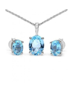Sterling Silver Oval CZ Pendant Birthstone Set (PS-1054-DEC)