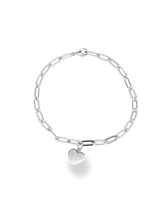 Sterling Silver Anchor Chain With Heart Charm (BR-1368)