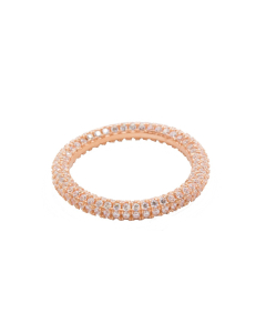 Sterling Silver Rosegold Vermeil CZ Pave Band Ring (R-1415-R)