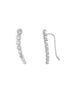 Sterling Silver Gradient Bezel CZ Ear Climber Earring 25mm (ER-1167)