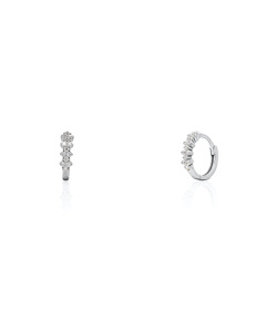 Sterling Silver Fancy CZ Huggies Earrings (HUG-1158)