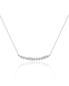 Sterling Silver CZ Morse Code ILU Necklace (N-1641)