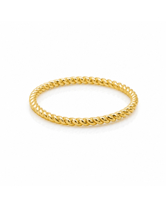  Sterling Silver Gold Vermeil Plain Rope Midi Band Ring (R-1325-G)