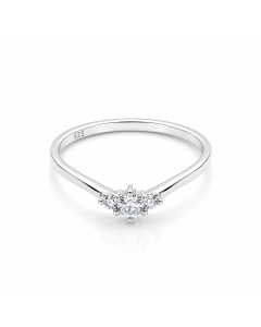 Sterling Silver Rhodium Plated Mini Tristone CZ Ring (R-1379)