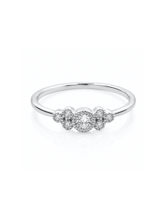 Sterling Silver Rhodium Plated CZ Round Cluster Ring (R-1459)