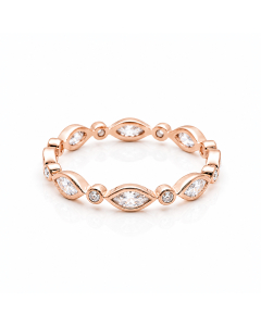 Sterling Silver Rosegold Vermeil CZ Round and Marquis Cut Band Ring (R-1494-R)