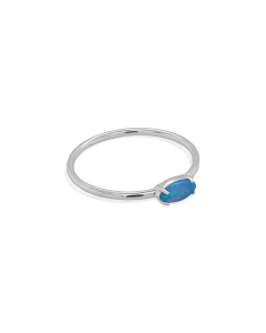 Sterling Silver Oval Blue Opal Ring (R-1651-BO)