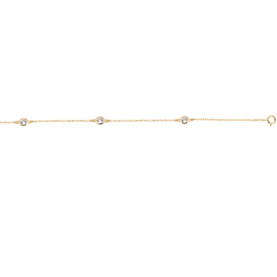 Sterling Silver Gold Vermeil CZ Tiffany Inspired by the Yard Necklace (N-1007-G)