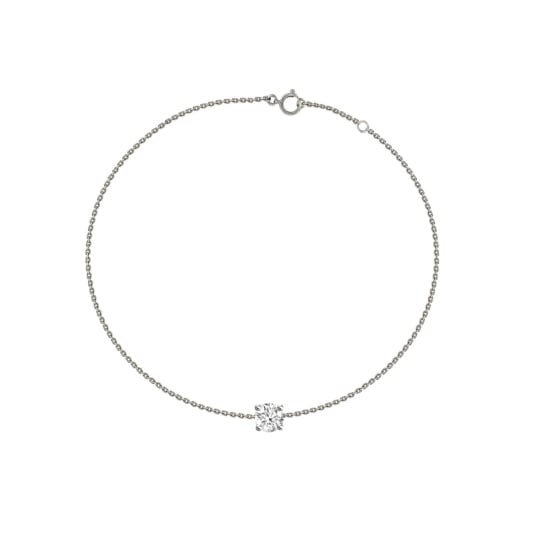 Sterling Silver Single 4mm CZ Pendant Bracelet (BR-1178)