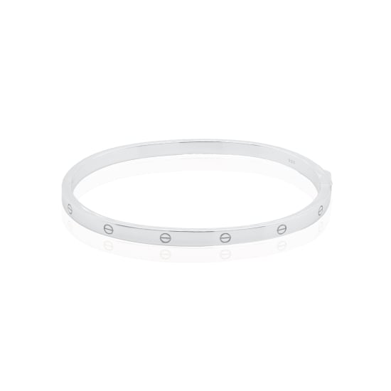 Sterling Silver Screw Pattern Bangle (IB-1107)