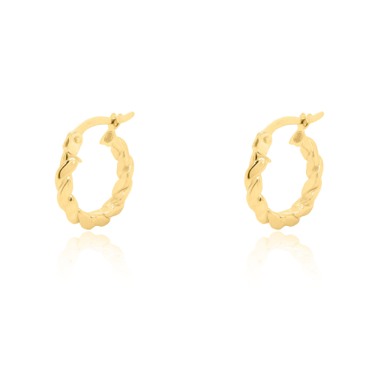 10K Yellow Gold Twisted Rope Huggies Earrings (GHUG-10-1032)