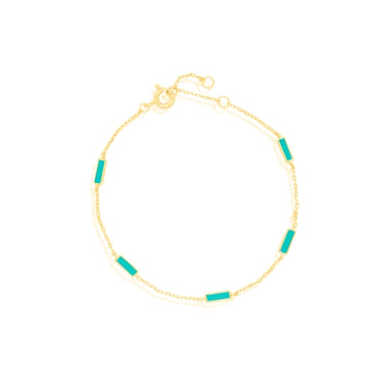 Sterling Silver Gold Vermeil Enamel Station Bracelet (BR-1429)