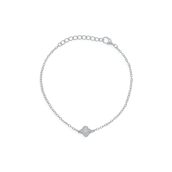 Sterling Silver Designer Inspired Vân Cleef Center CZ Bracelet (BR-1435)