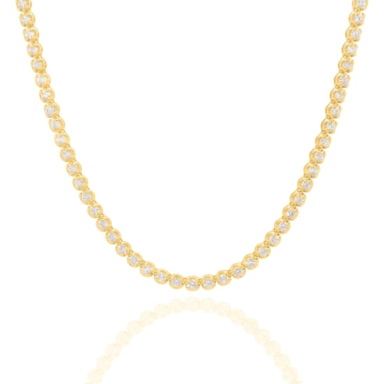 14K Solid Yellow Gold Lab Diamond 2.4mm Tennis TCW 7.43ct Necklace (GC-14-1021)