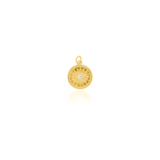 Sterling Silver Gold Vermeil CZ Evil Eye Charm (P-1511)