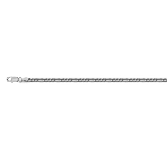 Sterling Silver Rhodium Plated Basic Chain Figaro 02  (FIG80-RH) 3mm