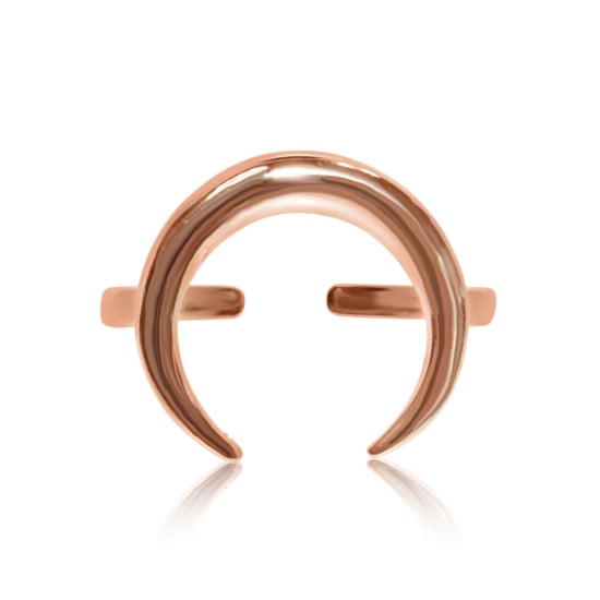 Sterling Silver Rosegold Vermeil Plain Crsent Ring (R-1343-R)