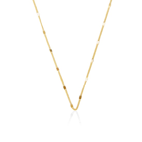 Sterling Silver Gold Vermeil Curb Station Chain 1.5mm (SGD35-G)