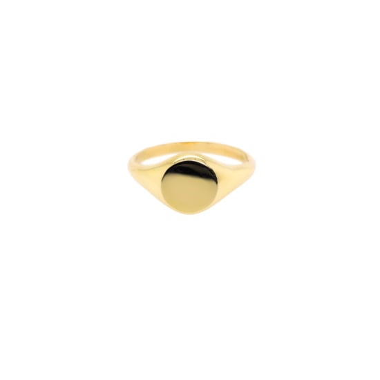 10K Yellow Gold Plain Round 10mm Signet Ring (GR-10-1076)