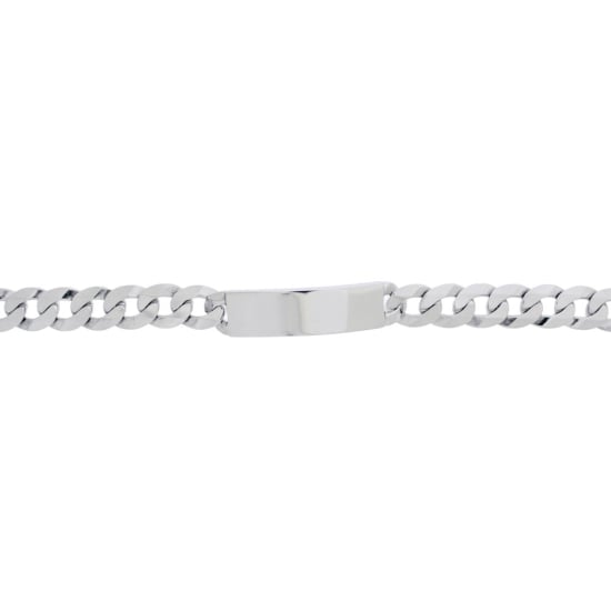 Sterling Silver Rhodium Plated Curb ID Bracelet (16mm) (ID-GD-400-RH)