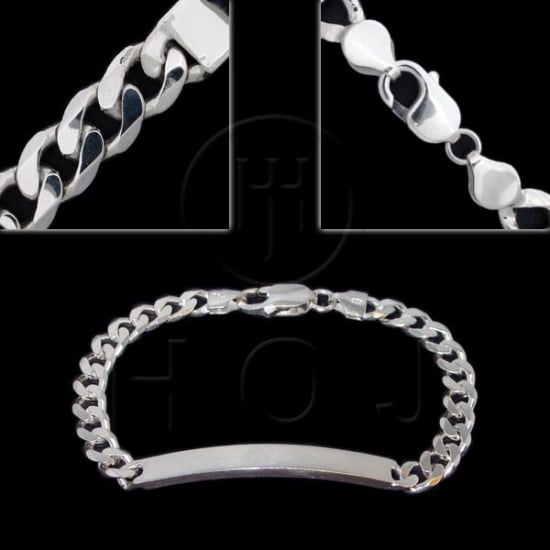 Sterling Siver ID Bracelet Curb Women's 6.5mm (ID-GD-180)