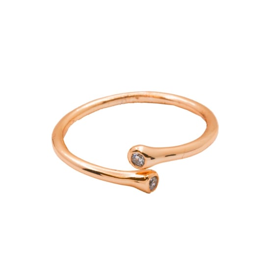 Sterling Silver Rosegold Vermeil CZ Double Open Band Ring (R-1326-R)