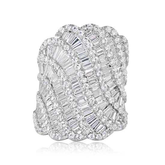 Sterling Silver Large Baguette CZ Cocktail Ring (R-1353)