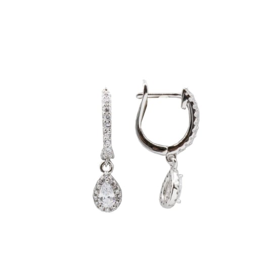 Sterling Silver CZ Halo Teardrop Earring (ER-1286)