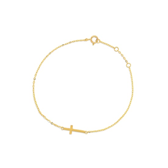 10K Yellow Gold Plain Cross Bracelet (GB-10-1100)