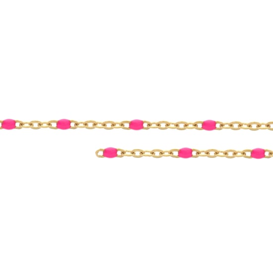 10K Yellow Gold Hot Pink Enamel Bead by Inch 1.3mm (PERM-ENP-030-10)
