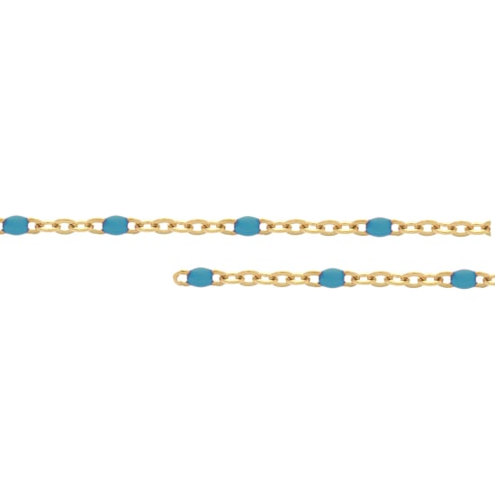 10K Yellow Gold Turquoise Enamel Bead by Inch 1.3mm (PERM-ENT-030-10)
